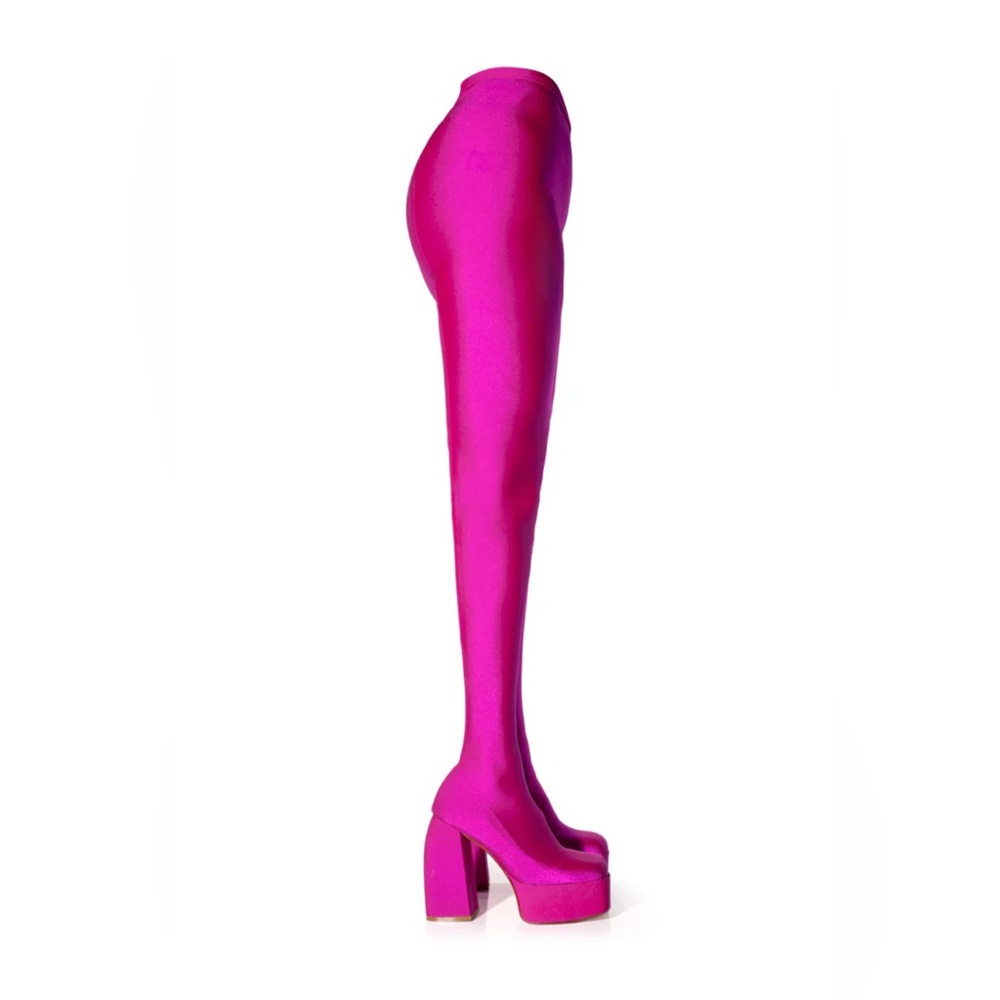 AZALA WANG HEYHEY PLATFORM CHUNKY PANT BOOT IN PINK - Picture 4 of 14